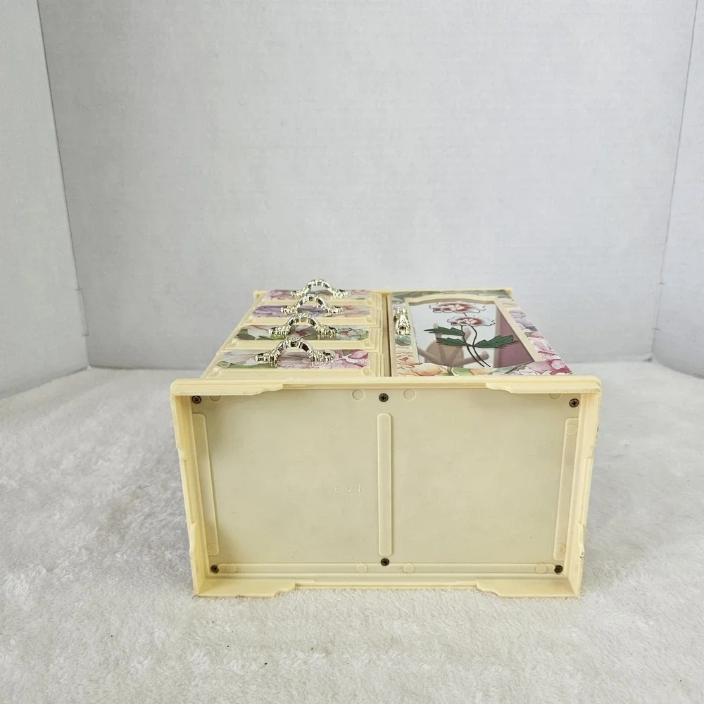 Ballerina Musical Jewelry Box Mele & Co Plastic Drawers Vintage 8x8.5x5